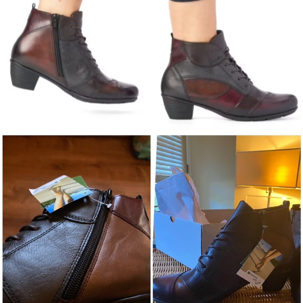 Remonte Brown and Black Lace Up Boots